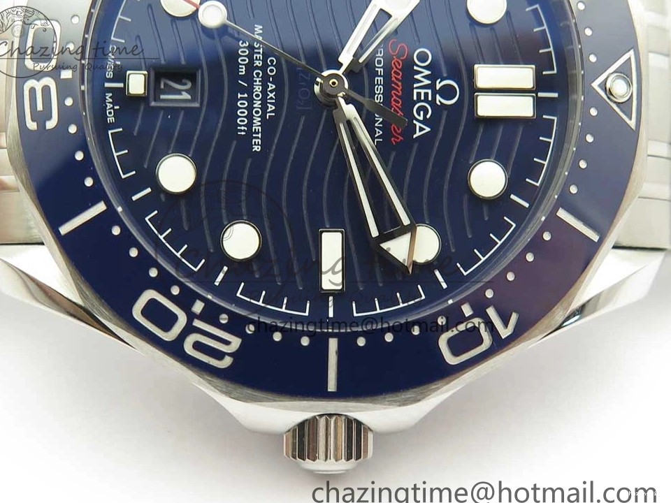 0725 2018 Seamaster Diver 300M OMF Best Edition Blue Ceramic Blue Dial on SS Bracelet A8800 (Black Balance Wheel) ZeroBulk 7957